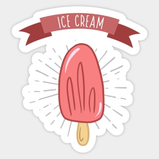 Ice cream. Vector color illustration. Freehand drawing in cartoon style. Vintage poster design Sticker